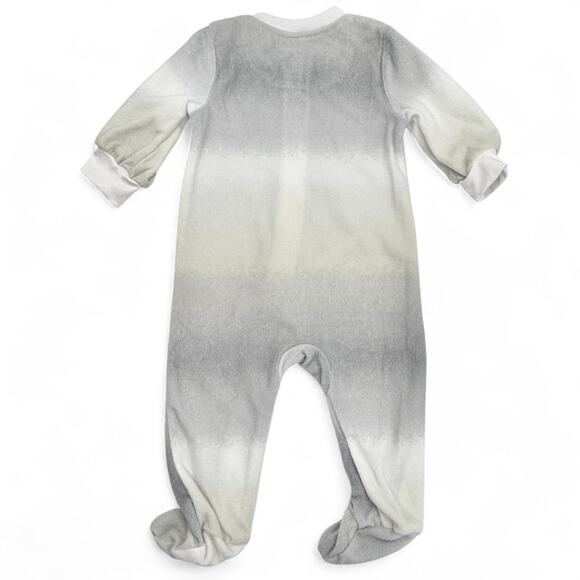 Nike Baby Fleece Footed Sleeper Unisex Ombre Neutral Zip Up Gray White Pajama 6M - Picture 5 of 6